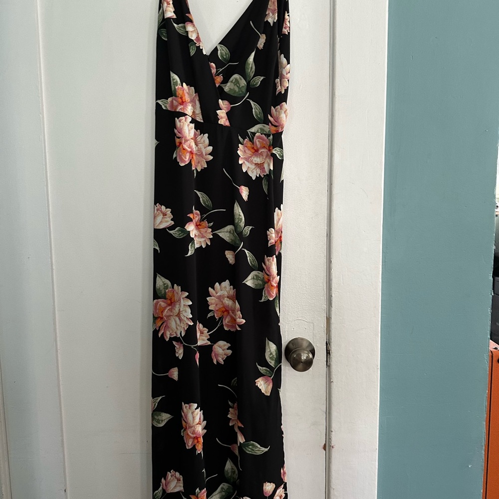 Lush floral Black Maxi Dress